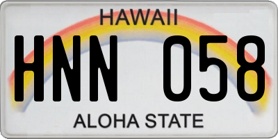HI license plate HNN058