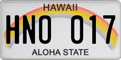 HI license plate HNO017