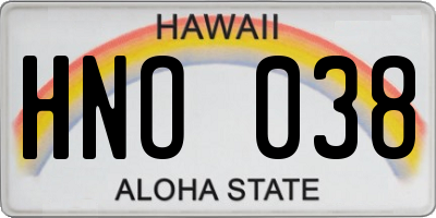 HI license plate HNO038