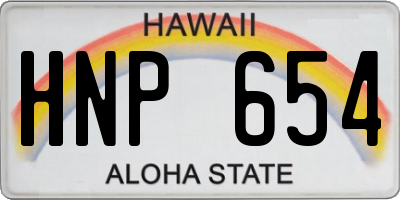 HI license plate HNP654