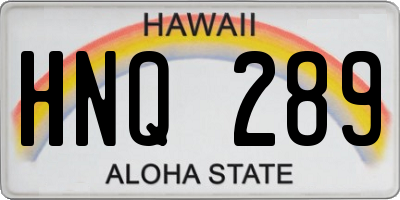 HI license plate HNQ289
