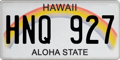 HI license plate HNQ927