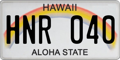 HI license plate HNR040
