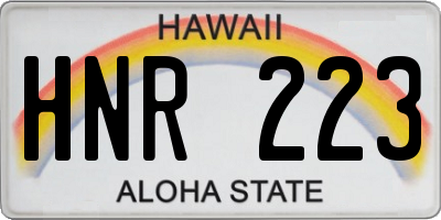 HI license plate HNR223