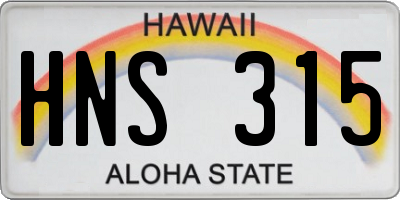HI license plate HNS315