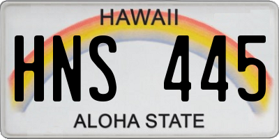 HI license plate HNS445