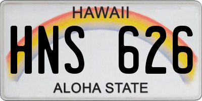 HI license plate HNS626