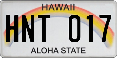 HI license plate HNT017