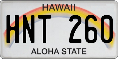 HI license plate HNT260