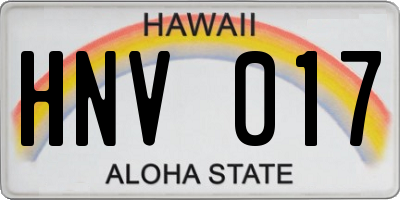 HI license plate HNV017
