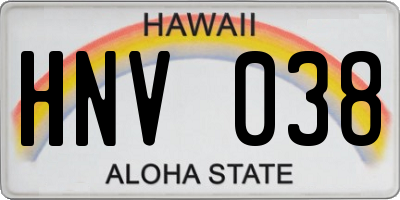 HI license plate HNV038