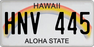 HI license plate HNV445