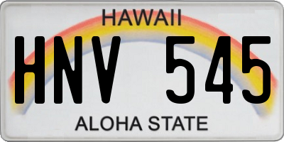 HI license plate HNV545