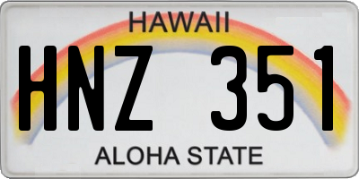 HI license plate HNZ351