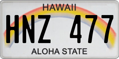 HI license plate HNZ477
