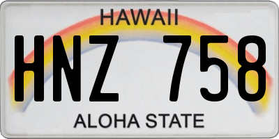 HI license plate HNZ758