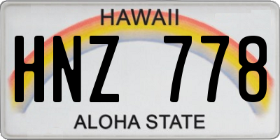 HI license plate HNZ778