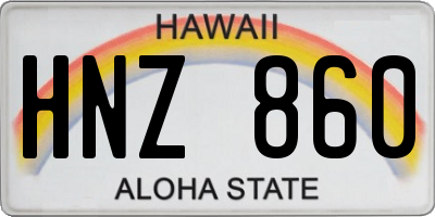 HI license plate HNZ860