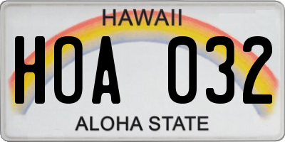 HI license plate HOA032