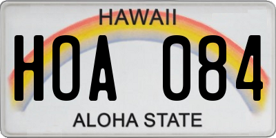 HI license plate HOA084