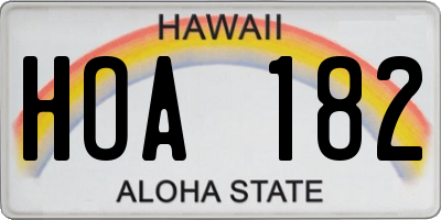 HI license plate HOA182