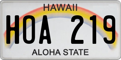 HI license plate HOA219