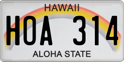 HI license plate HOA314