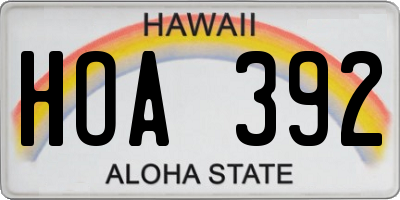 HI license plate HOA392