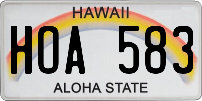 HI license plate HOA583