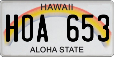HI license plate HOA653