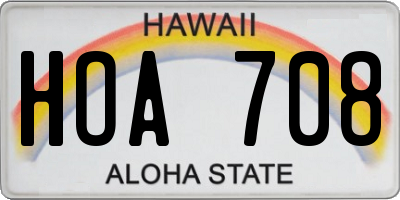 HI license plate HOA708