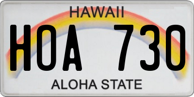 HI license plate HOA730