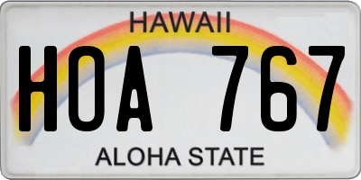 HI license plate HOA767