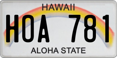 HI license plate HOA781