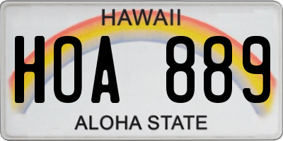 HI license plate HOA889