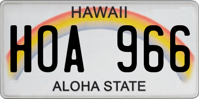 HI license plate HOA966
