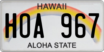 HI license plate HOA967