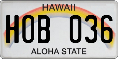 HI license plate HOB036