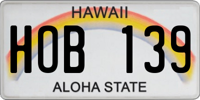 HI license plate HOB139
