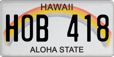 HI license plate HOB418