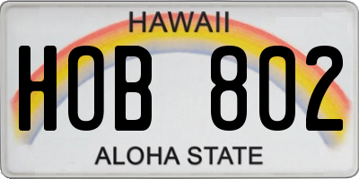 HI license plate HOB802