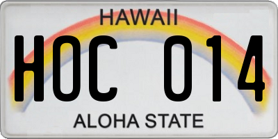 HI license plate HOC014