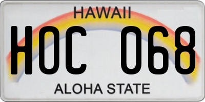 HI license plate HOC068