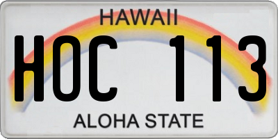 HI license plate HOC113