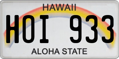HI license plate HOI933