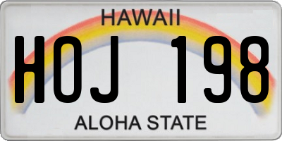 HI license plate HOJ198