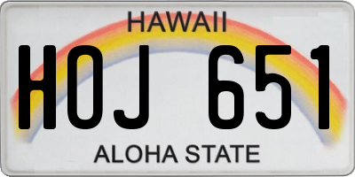 HI license plate HOJ651
