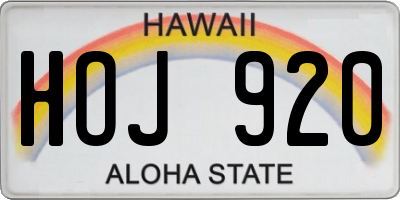 HI license plate HOJ920