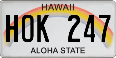 HI license plate HOK247