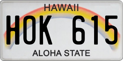 HI license plate HOK615